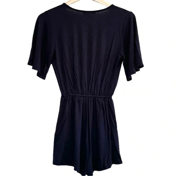🌈 6/$60 Lulu Shorts Onesie Short Sleeve Navy Blue, Pockets, Faux Wraparound, S - Picture 2 of 6